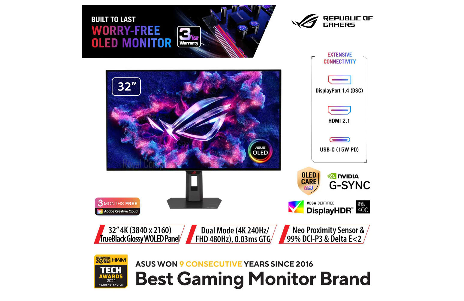 ASUS XG32UCWG 4K 165GHZ FHD330Hz GAMING MONITOR