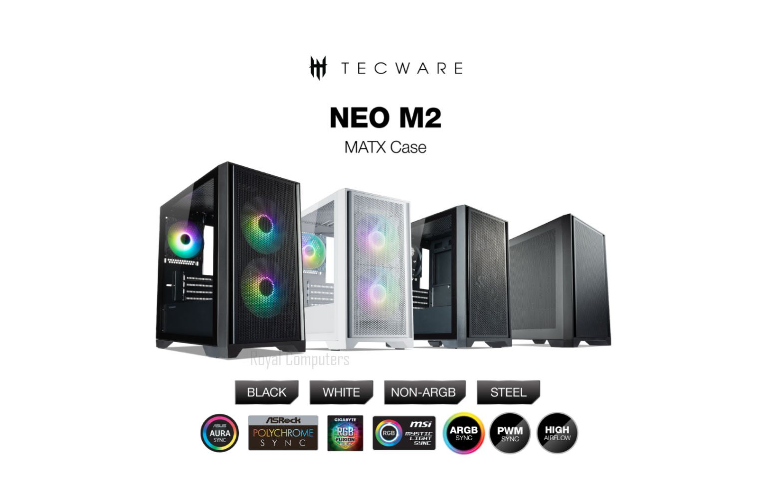 TECWARE NEO M2 TG MATX RGB BLACK & WHITE