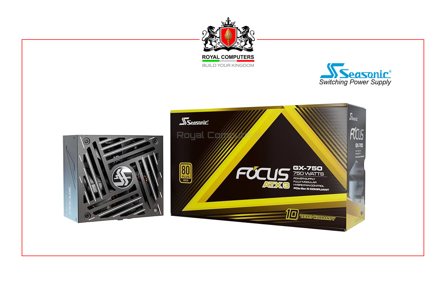 SEASONIC FOCUS GX-750W V4 ATX 3.1 FULLY MODULAR  ATX FORM FACTOR – 10 YEAR WARRANTY